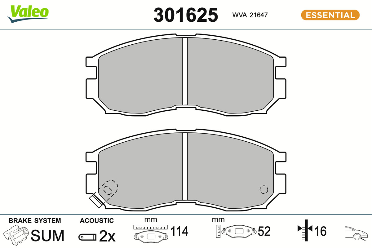 Jeu de 4 plaquettes de frein VALEO ref. 301625